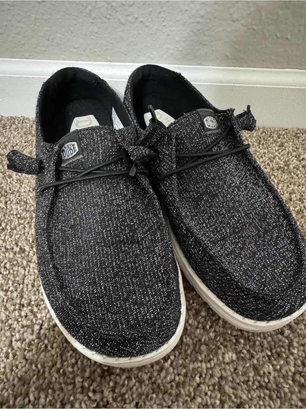 HeyDude Women Wendy Black Shimmer shoes